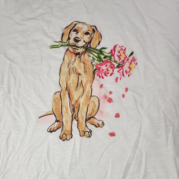 J.Crew Women White Golden Retriever & Floral Collector Tee Size M - Picture 8 of 8